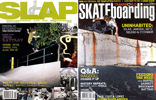 Silas Baxter-Neal, TransWorld Skateboarding cover and Slap cover in the same month, January 2008